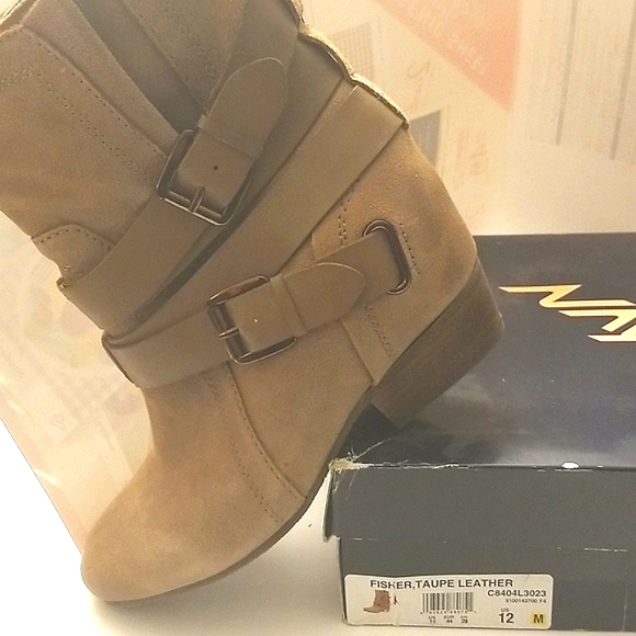 Naya Shoes - NAYA Fisher Taupe Leather Ankle Wedge Boots Womens 12M US 44 EUR